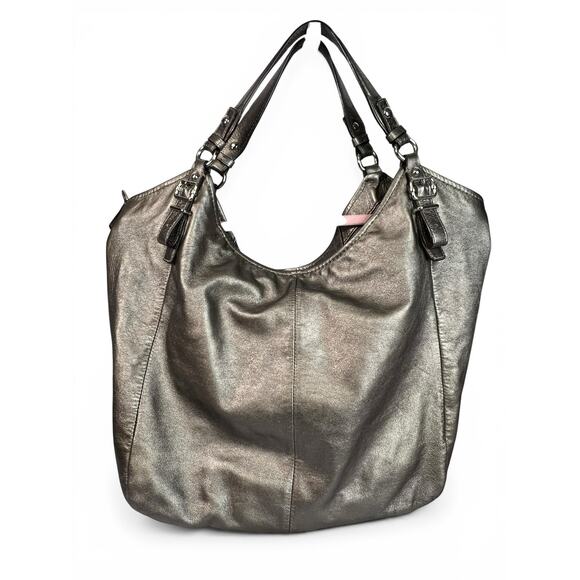 COACH Madison Metallic Pewter Leather 15958 Bag & Matching Wallet Set - Picture 5 of 16